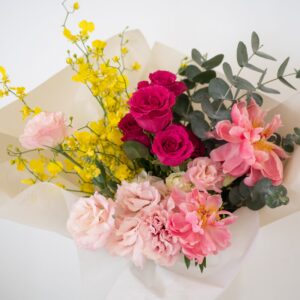 Pink on Yellow Bouquet - Image 3