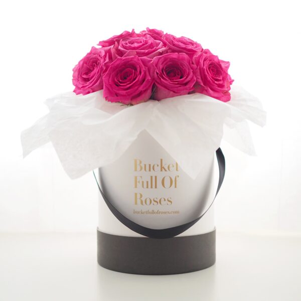 fuchsia rose floral bucket