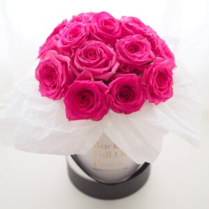 fuchsia rose floral bucket