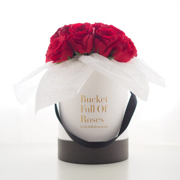 red rose floral bucket