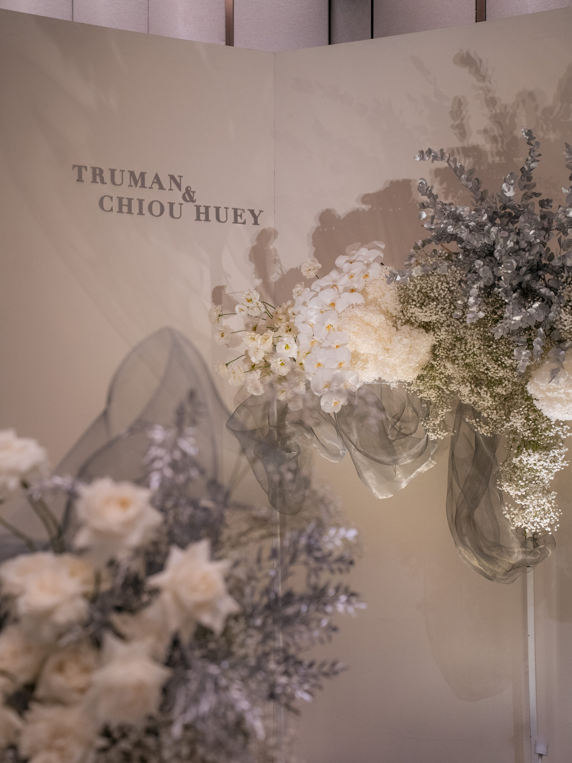 Elegant white and silver wedding setup